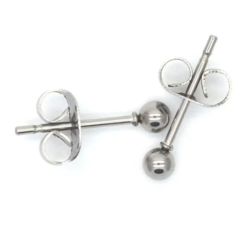 1Pair Silvery Brief Small Round Balls 2mm to 10mm Stud Earrings 316l Stainless Steel Earring Body Piercing Jewelry For Women