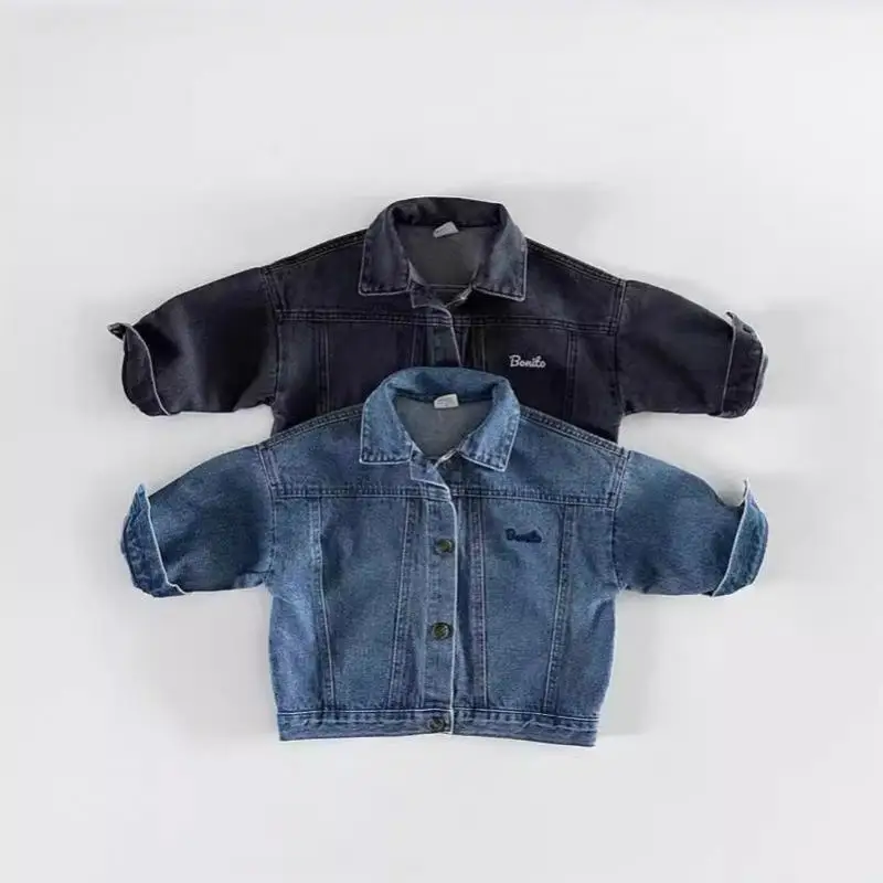 2024 Autumn New Baby Long Sleeve Denim Jacket Infant Boy Fashion Lapel Coat Children Casual Cardigan Baby Girls Denim Tops