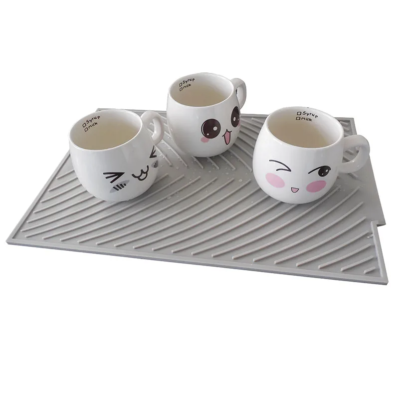 

Silicone Square Tableware Drying Pad To Protect Heat Resistant Countertop Kitchen Drain Pad For Countertop Sink Anti-Slip Pad