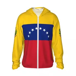 Venezuela Flag Polyester Hoodie Sunscreen Sun Protection Fishing Running Clothes Quick Dry Performance Long Sleeve With Zipper