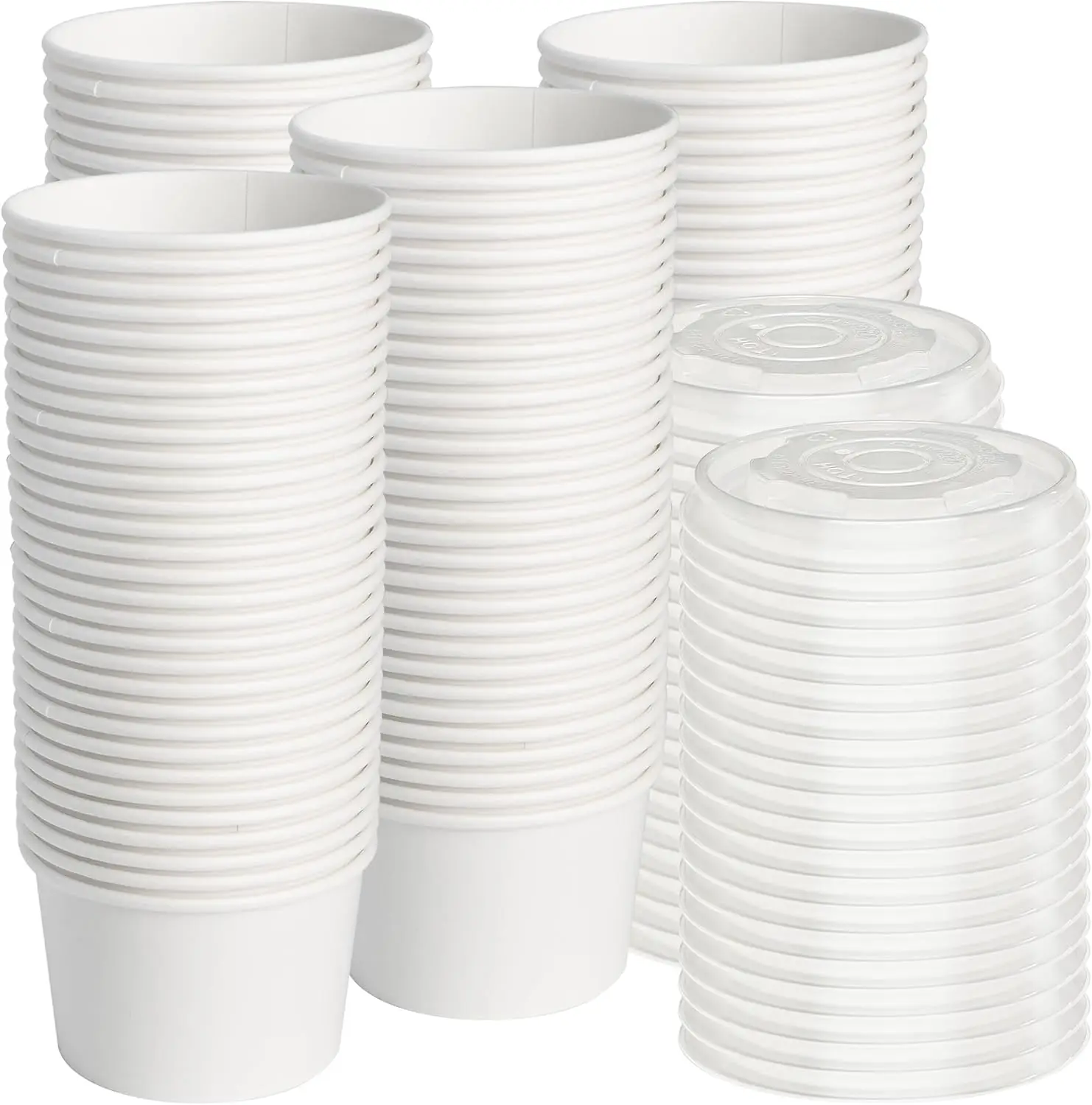 

Paper Ice Cream Cups with Lids, 120pcs 8oz Disposable Dessert Bowls with Lids for Hot or Cold Food, Paper Snack Containe