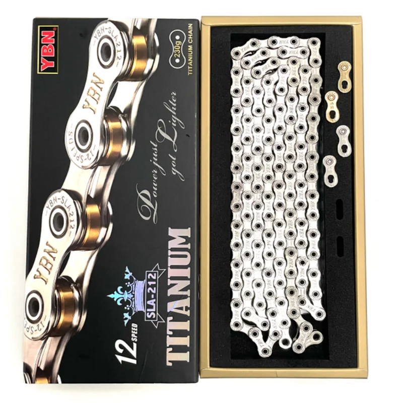 YBN 12 speed Bike Titanium Chain 126 Links 230g MTB road bike chain  compatible with SRAM SHIMANO Campagnolo Titanium coating