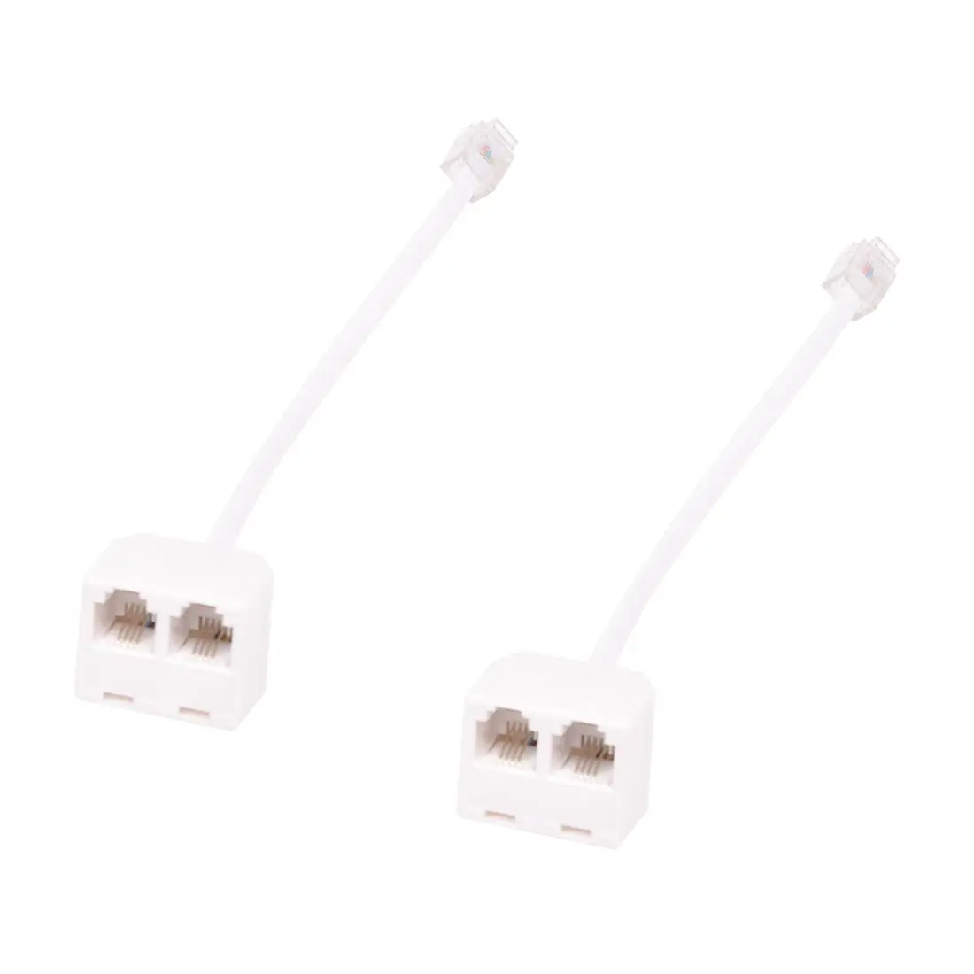 2pcs 6P4C RJ11 Adaptador divisor de cabo de telefone duplo fêmea para macho