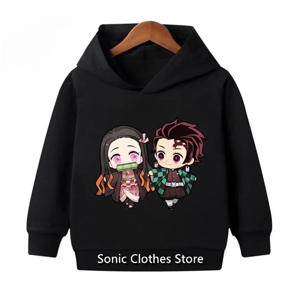 Children\'s Clothing Hoodie Coat Kids Boys Girls Cartoon People Japanese anime Demon Slayer Print Toddler Age 3-12 Casual Tops