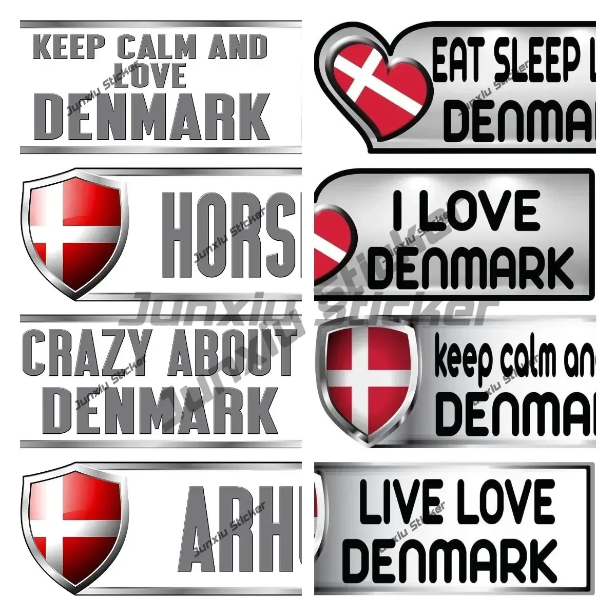 

Live Love Denmark Horsens Arhus Esbjerg City Shield Decal Badge Waterproof Vinyl Sticker for VAR Car Motorcycle PVC Accessories