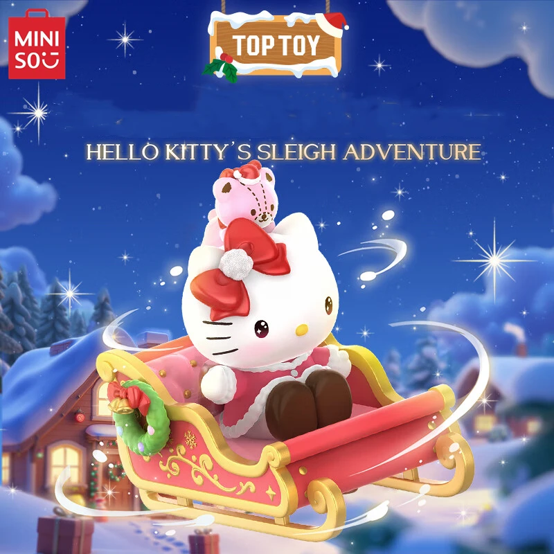 MINISO Sanrio Family Winter Sled Team Series Blind Box TOP TOY Cute Model Cinnamoroll Ornament Children's Toy Birthday Gift