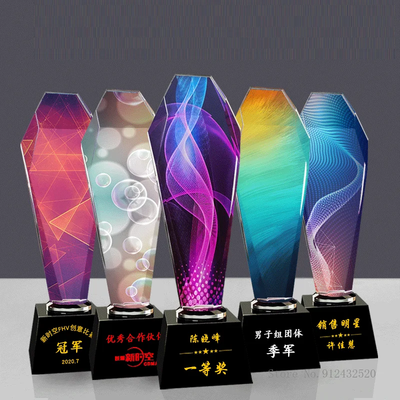 

Customized Printing Crystal Trophy Customized Engraving Medal, Excellent Employee Annual Meeting Award Souvenir, Home Decor, 1Pc