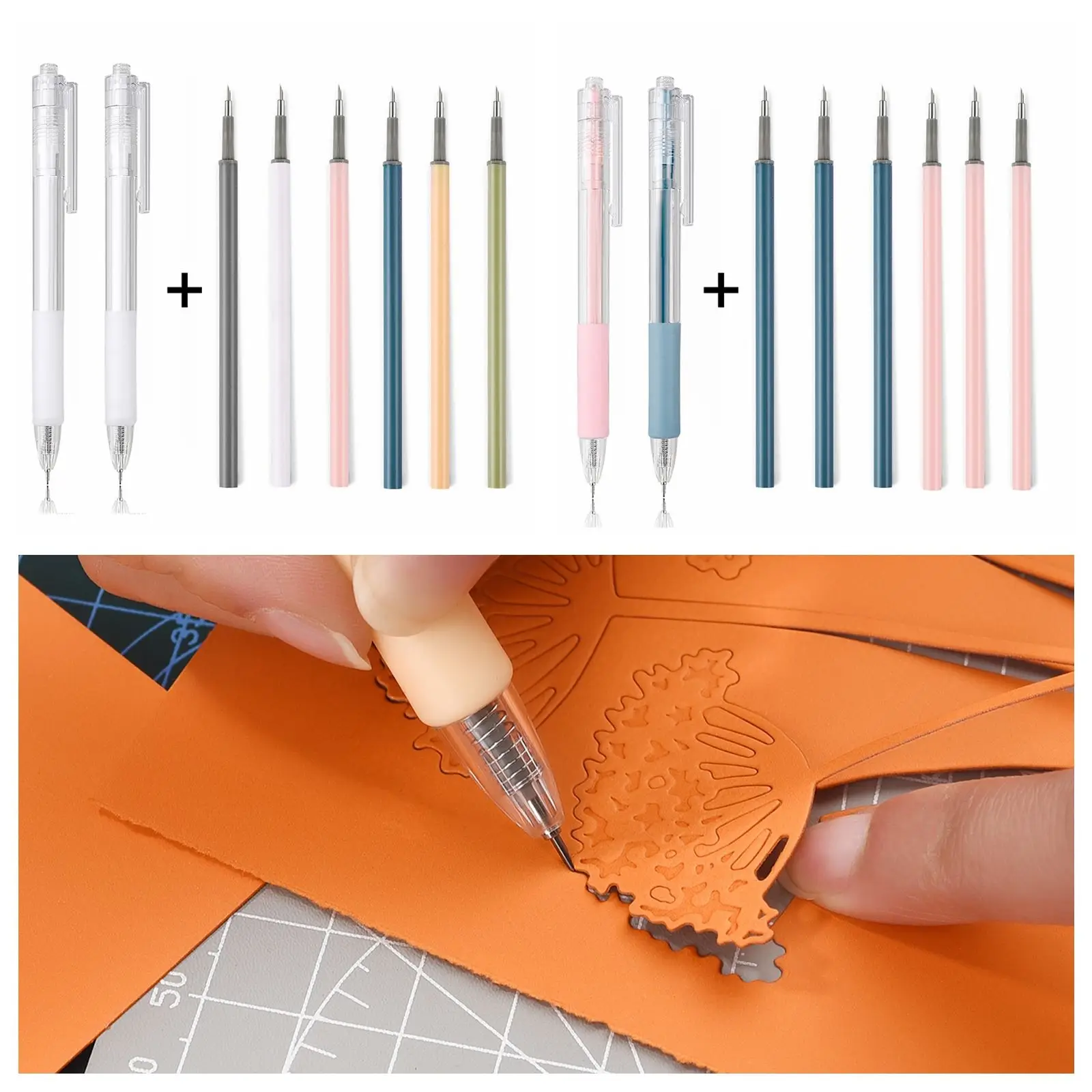 1/8pcs Art Utility Knife Pen Knife Pen Refill Set Paper Cutting Tool Precision Scrapbooking Sticker Cutter DIY Craft Supplies