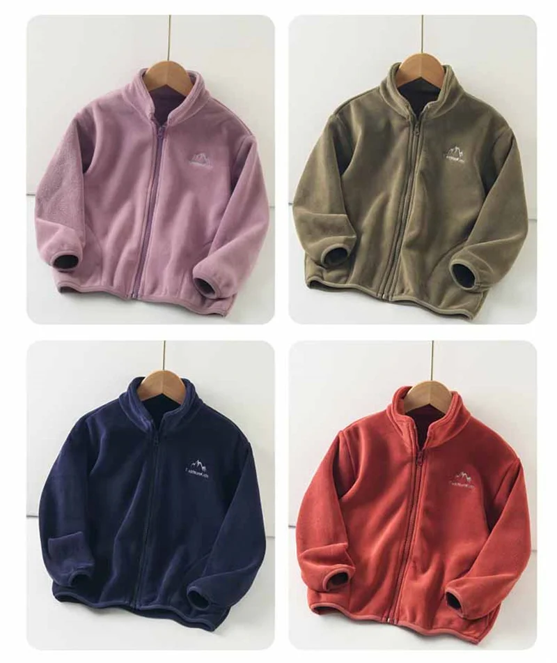 Kids Fleece Liner Coats Spring Autumn Boys Girls Loose Full Sleeve Zipper Jackets Teen Warm Cardigan Outerwear Children Clothes