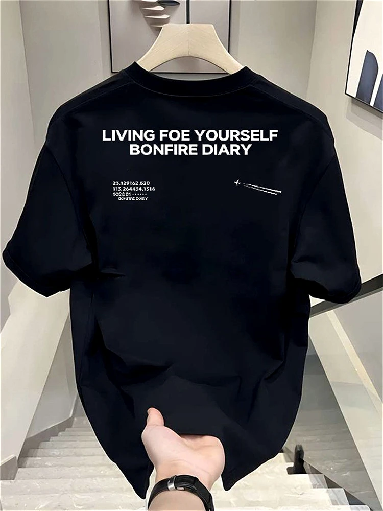 2026 Cotton Fashion American Style T-shirt - Simple Letter Patterned Trendy Print Summer Casual Short-Sleeved Round-neck Top