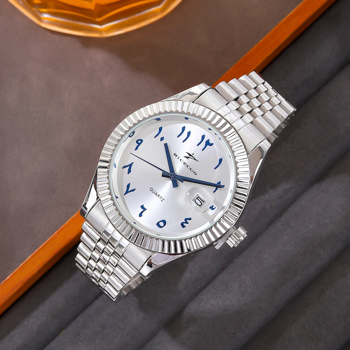 RICECGO Mode herren Uhren Datum High-end-Luxus Casual Sport Uhr Klassische Business Quarz Männliche Edelstahl Armbanduhren 7