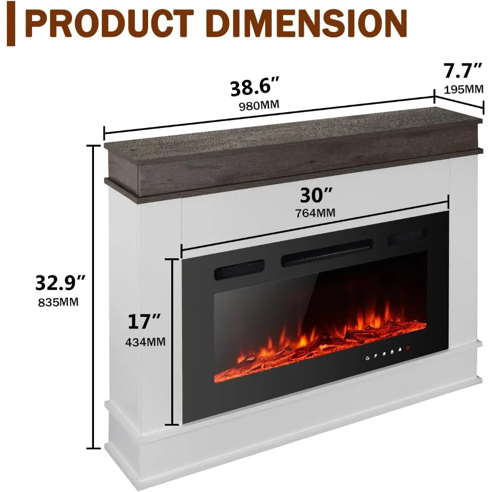 مدفأة كهربائية قائمة بذاتها متغيرة الألوان مع مجموعة سجل وأحجار لغرفة المعيشة