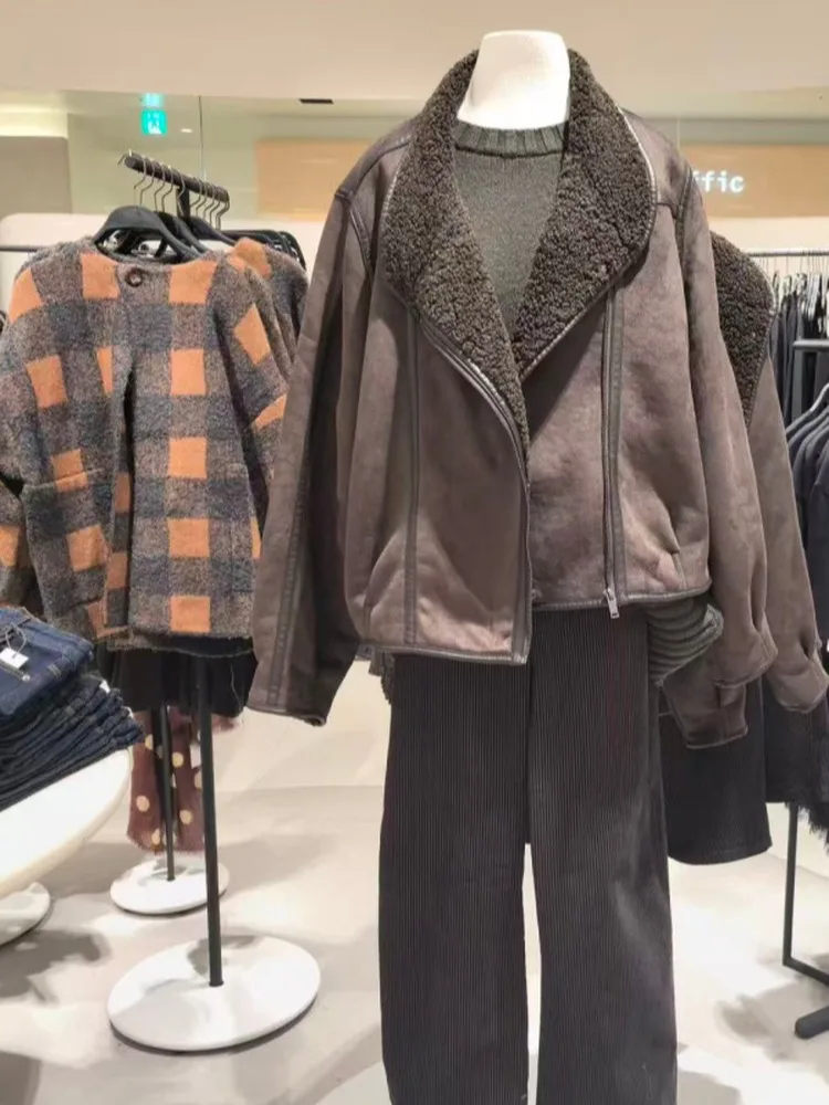 

Новое зимнее поступление, женская двусторонняя верхняя одежда из меха в американском стиле ретро с высоким воротником и длинным светом