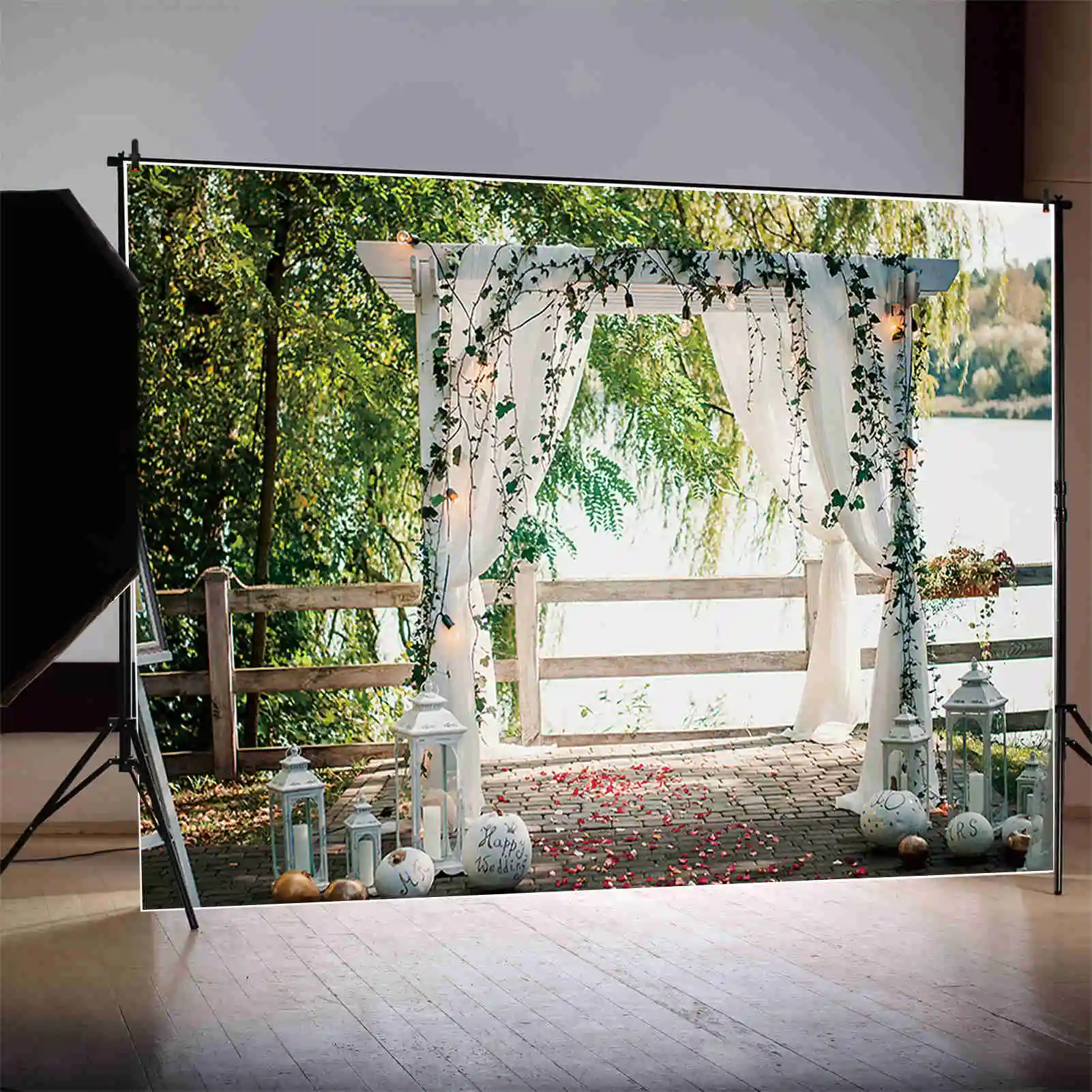 Flowers Wedding Doors Scenery Photography Backgrounds Bridal Party Portrait Photographic Backdrops For Home Decor Photo Studio