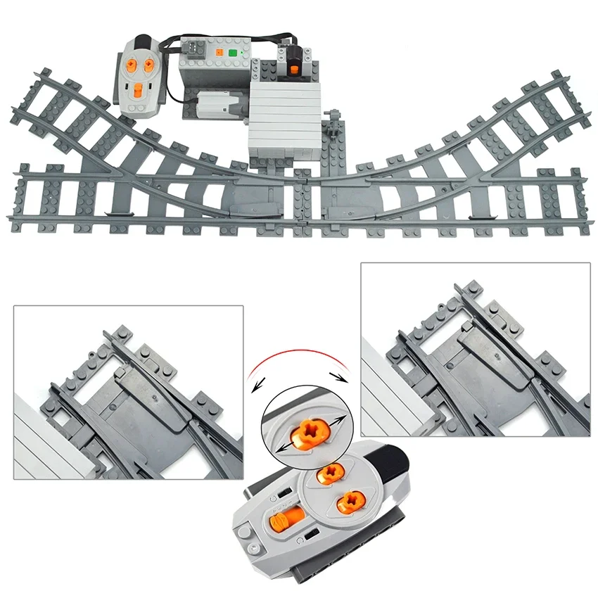 Creative DIY Building Blocks Bricks MOC Set Replaced Train Variable Track Switch Motorized Remote Control Power Functions Leduo