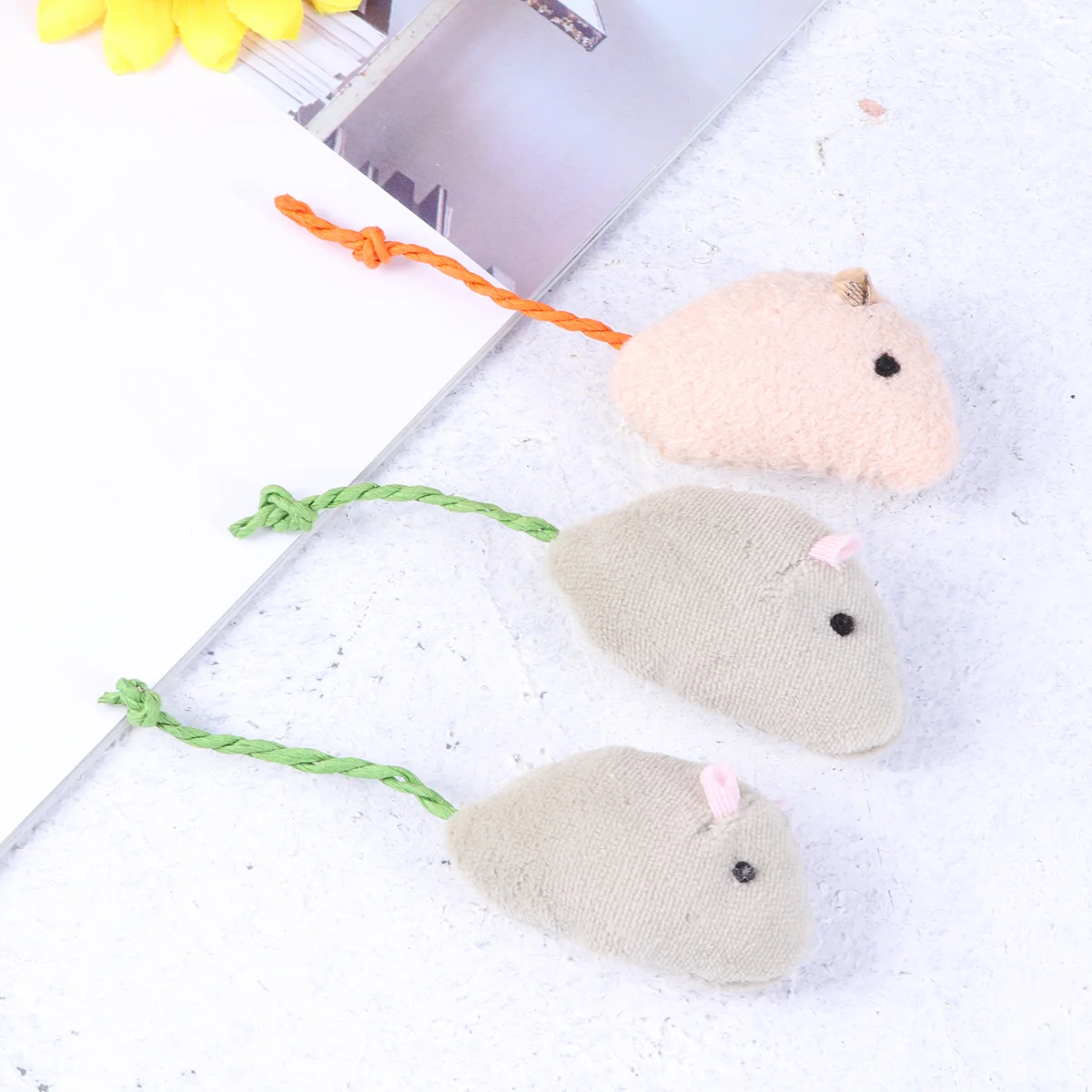 

3 Pcs Cat Kitten Toys Stuffed Interactive Feeding Mice Simulation Mouse for Little