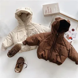 Coupe-vent à capuche pour garçons et filles, veste de dessin animé, manteau pour enfants, vêtements en coton, optique coréenne, chaud, hiver, 2023