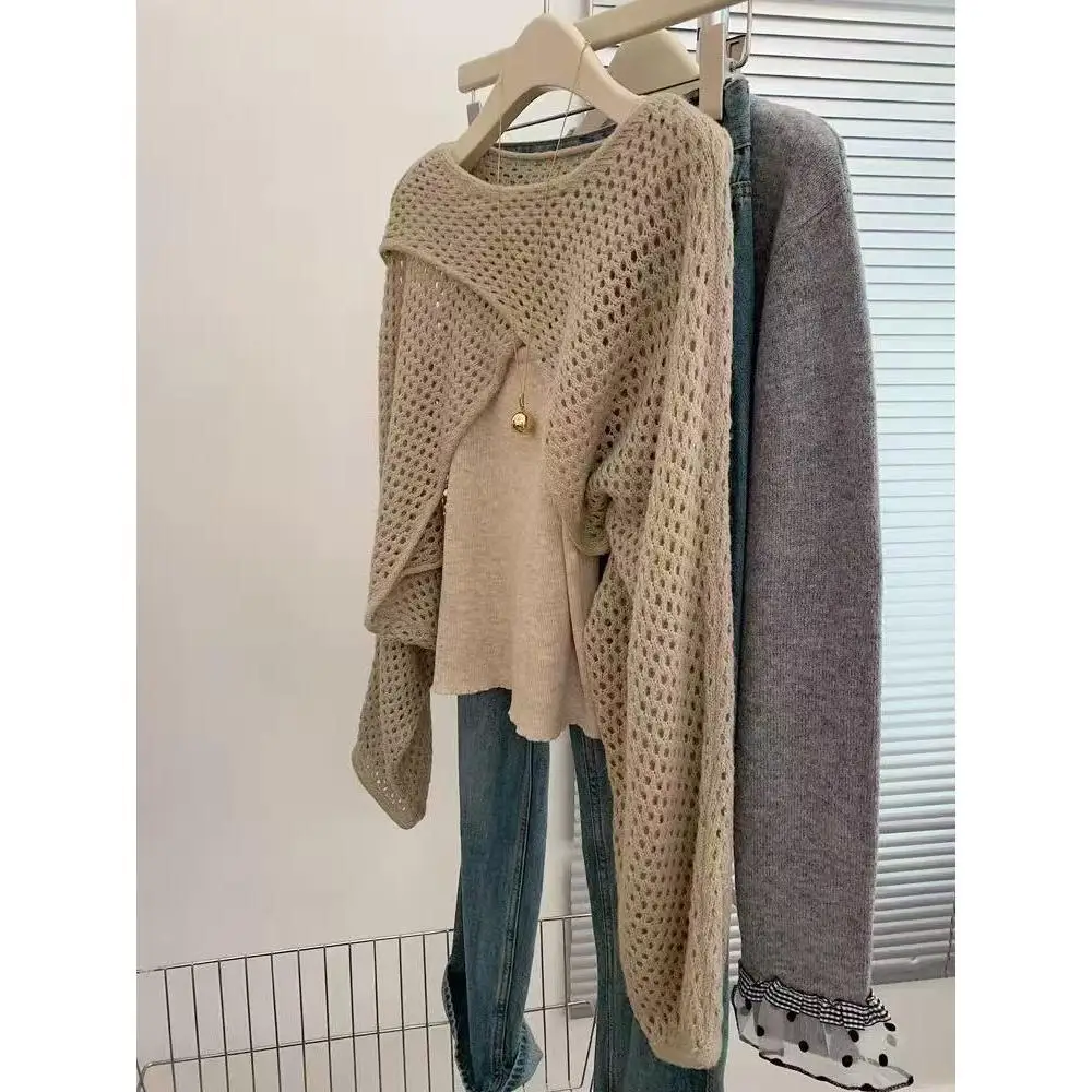 

Женский длинный вязаный свитер Sve, кардиган, двухсекционный многослойный осенний модный комплект, высококачественный шерстяной прямой свитер для поездок на работу