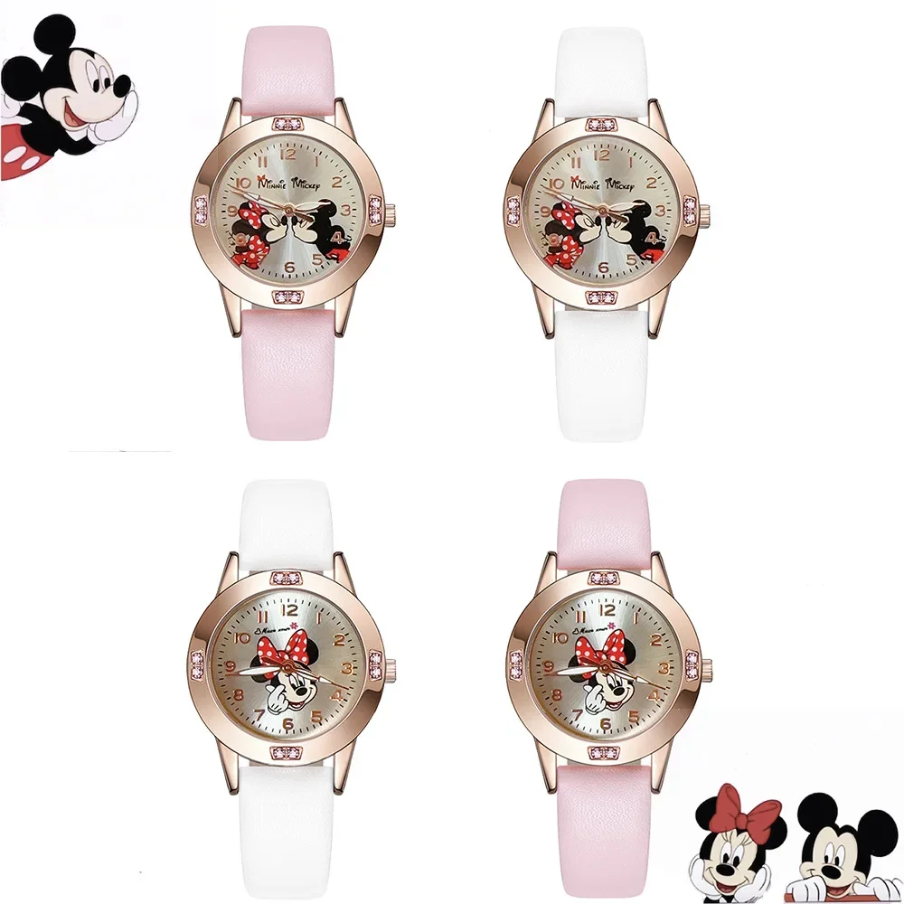 Reloj Disney Mickey para niños, relojes de pulsera para niños y niñas, regalos de cumpleaños, relojes de pulsera para niños de Minnie Mouse