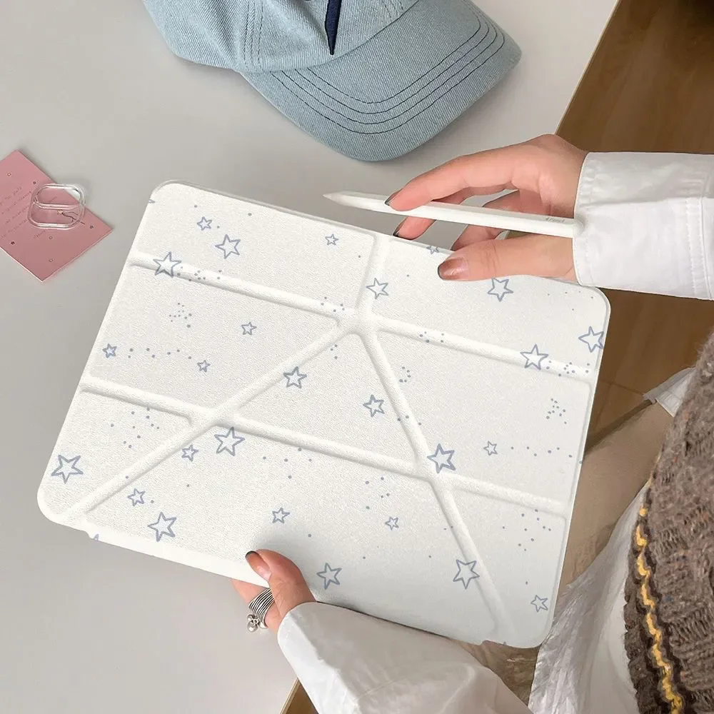 Full Screen Stars For iPad Case iPad Air 4 5 6 Pro 2022 11 12.9 13 M 4 10.9 Mini 7 6 Smart Y Folded Edge Case with Pen Holder