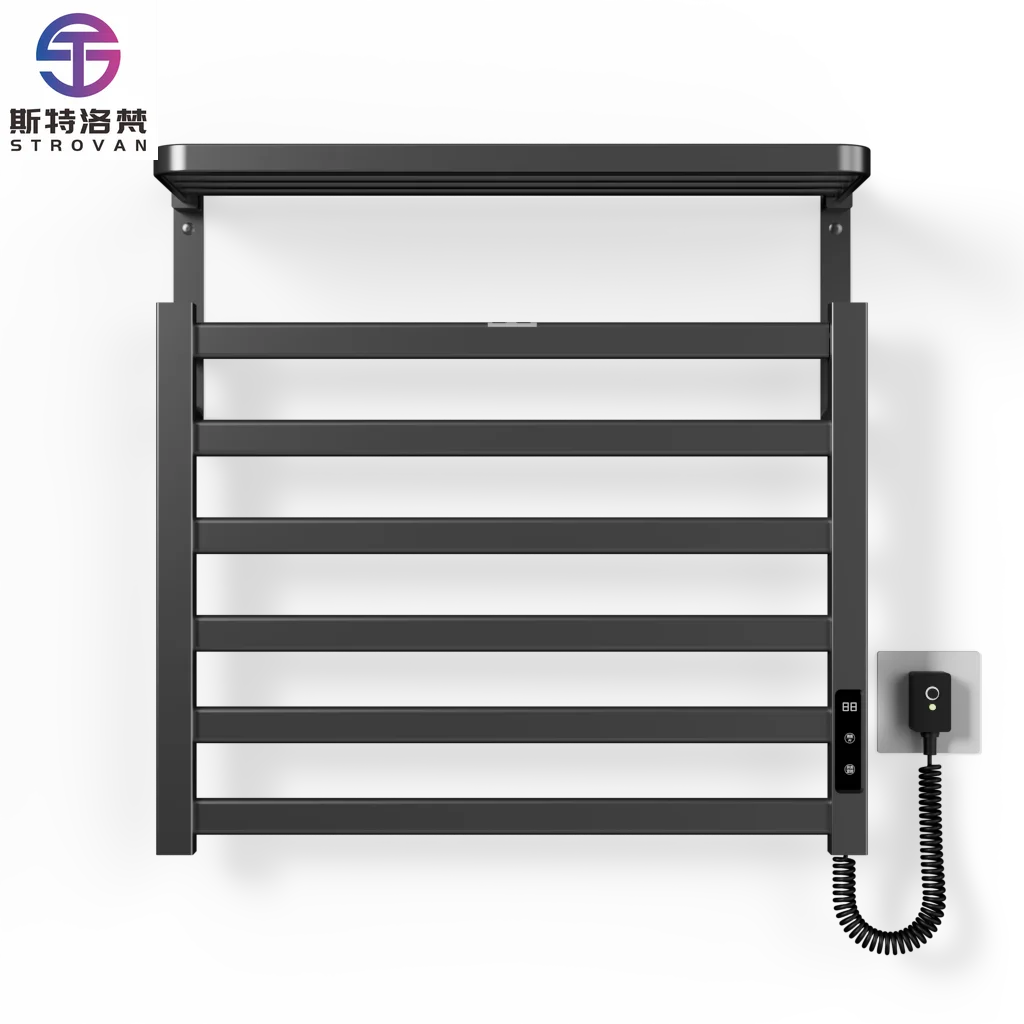 

Space Aluminum Electric Heated Towel Rack with Timer and Temperature Adjustment, Bath Towel Heating Rack for Drying