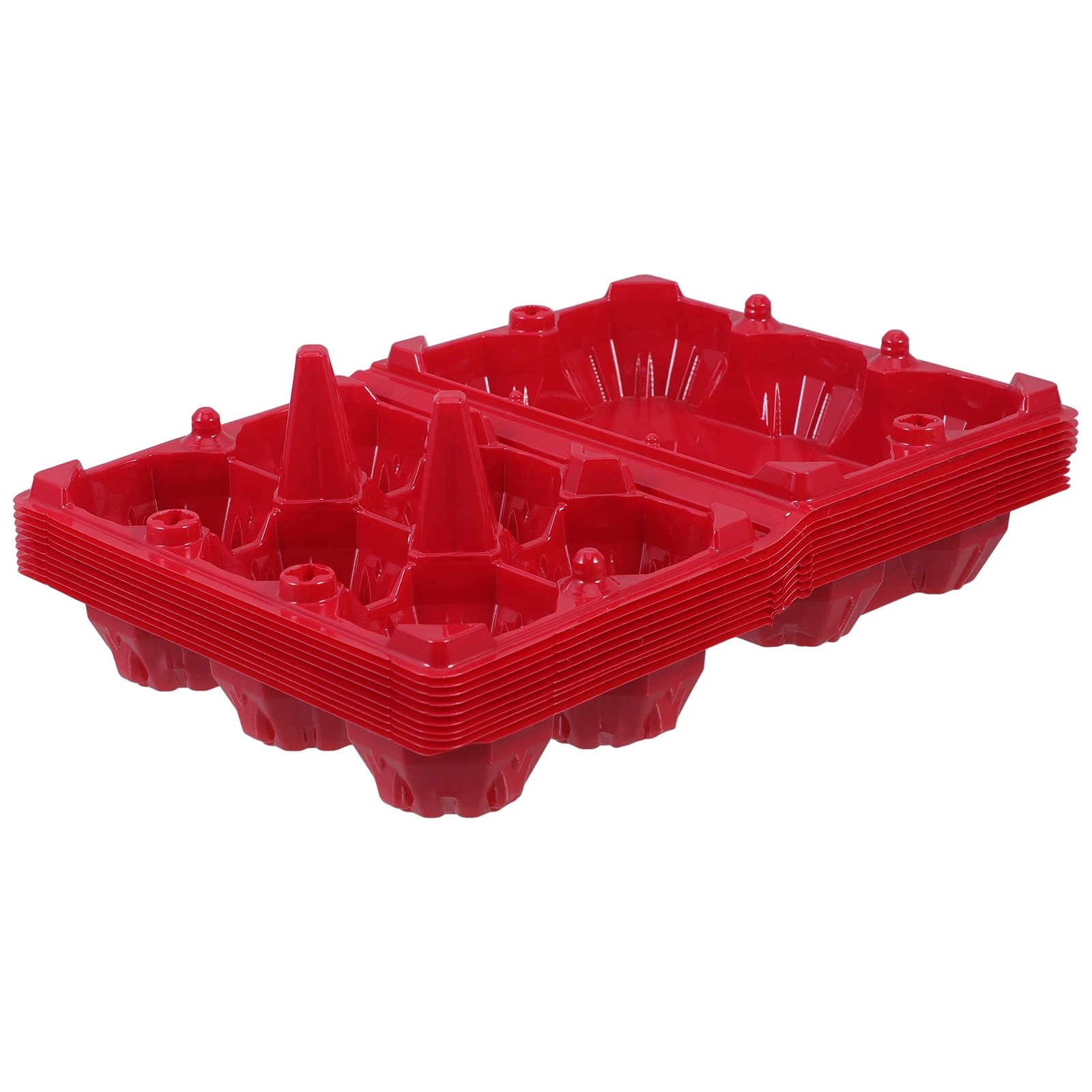 

10pcs Red Plastic Carton with Cover for Packing Storage Holder Egg Container For Storage Egg Packaging Container Household