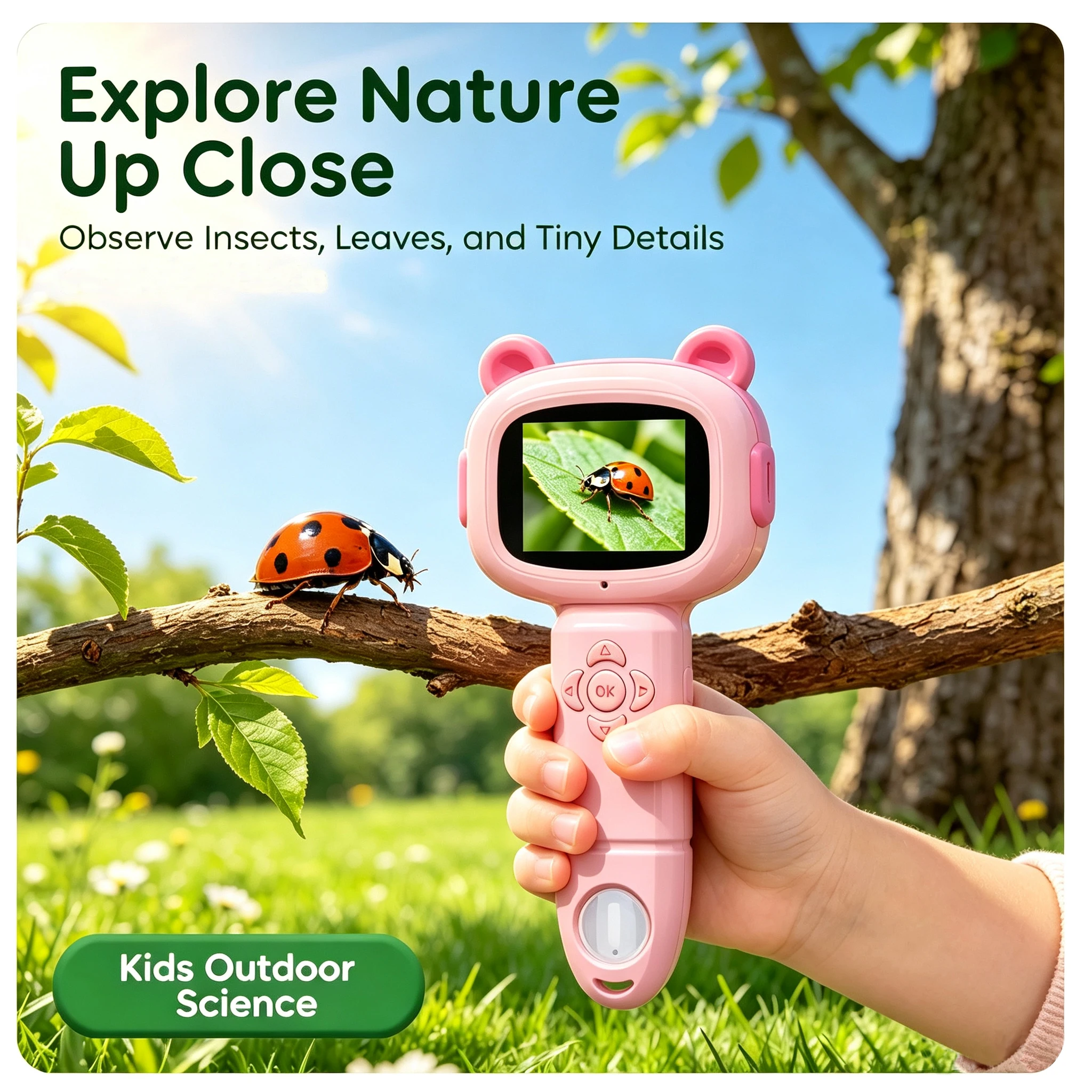 Handheld Digital Microscope for Kids 2.0 IPS Screen Educational Toys Outdoor Science Exploring STEM Toys Birthday Gifts