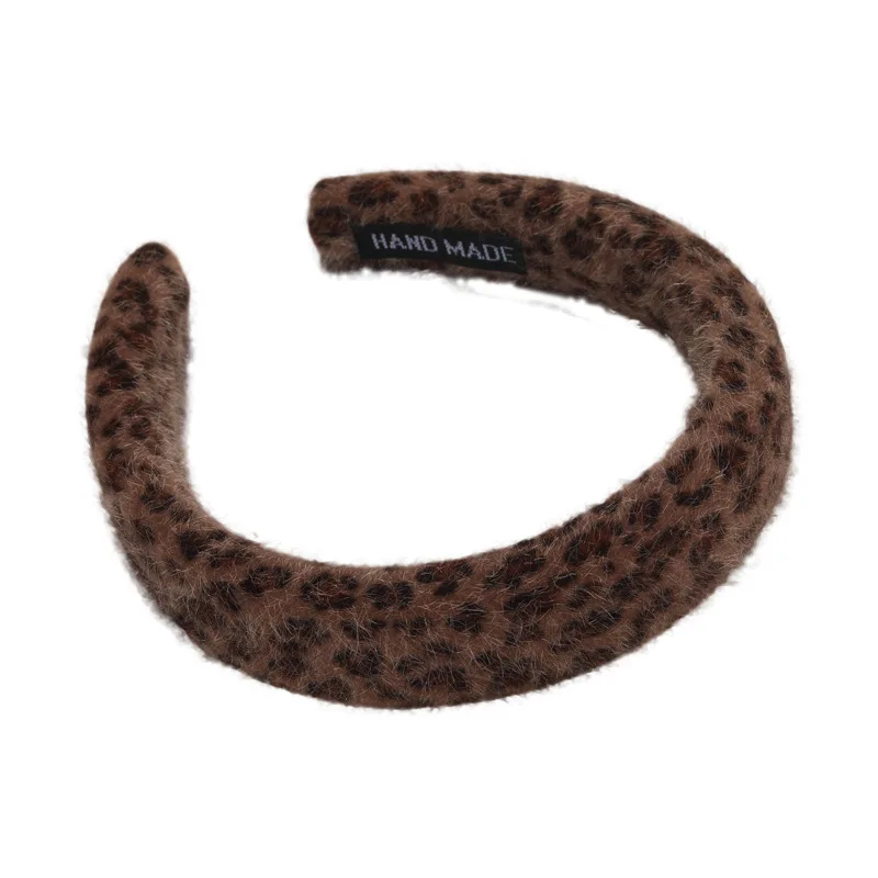 Autumn Winter Plush Brown Leopard Print Headband Woman Retro Temperament Hair Hoop Lady Party Hair Band Fashion Hair Accessories