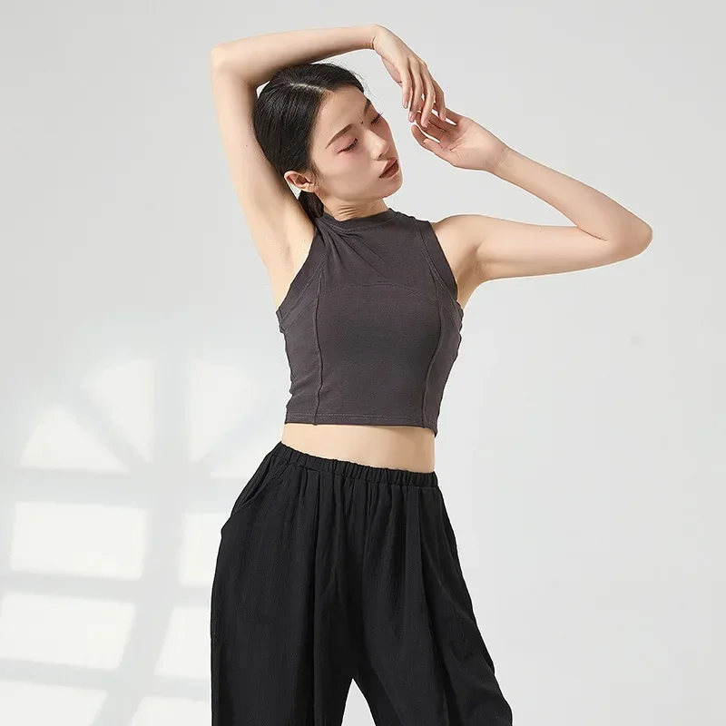 Dance sleeveless neck vest modern ballet slim temperament practice clothes wear classical dance
