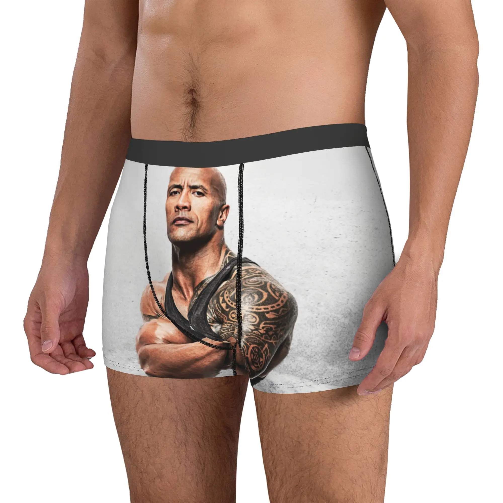 The Rock Face Dwayne Underwear Men Printed Famous Actor Johnson Boxer Briefs Shorts Panties Breathable Underpants