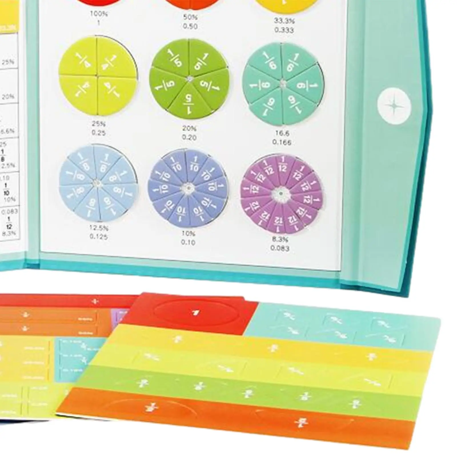 Rainbow Color Fraction Tiles Circles Math Toys for Elementary School Teaching Aids