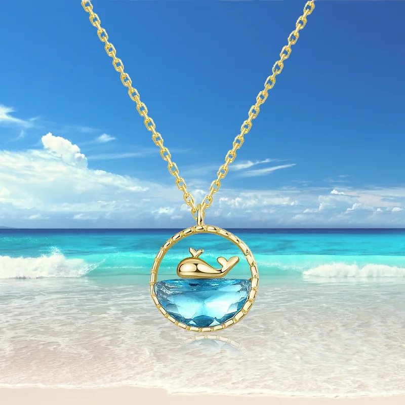 

Summer Vacation Beach Ocean Charm Whale Necklace Light Luxury Niche Design Fishtail Titanium Steel Necklace Fashion Jewelry