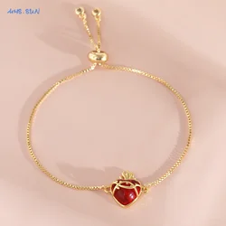 MHS.SUN Sacred Heart of Jesus Bracelet For Women Girls Thorn Flame Design Adjustable Bracelets Catholic Jewelry Party Gift