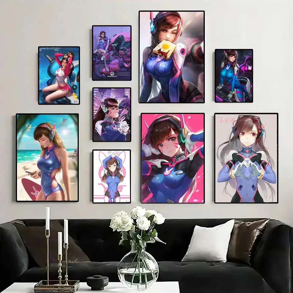 Game O-Overwatch D-D.Va Posters Living Room Bar Cafe Quality Canvas Vintage Style Comics Painting Art Home Wall Decor Picture