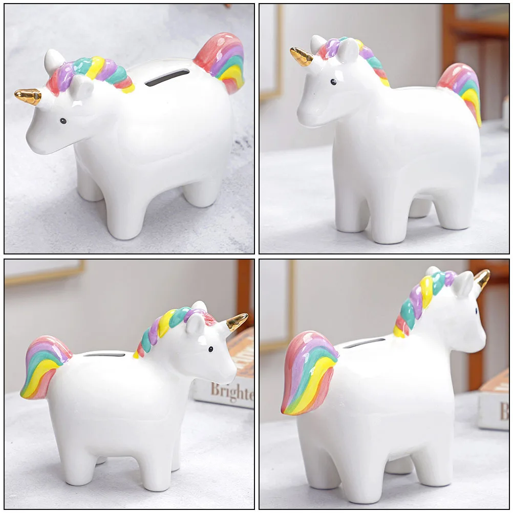 

1Pcs Ceramic Unicorn Saving Jar Adorable Cartoon Piggy Bank for Small Change Holder Exquisite Craftsmanship Decorative