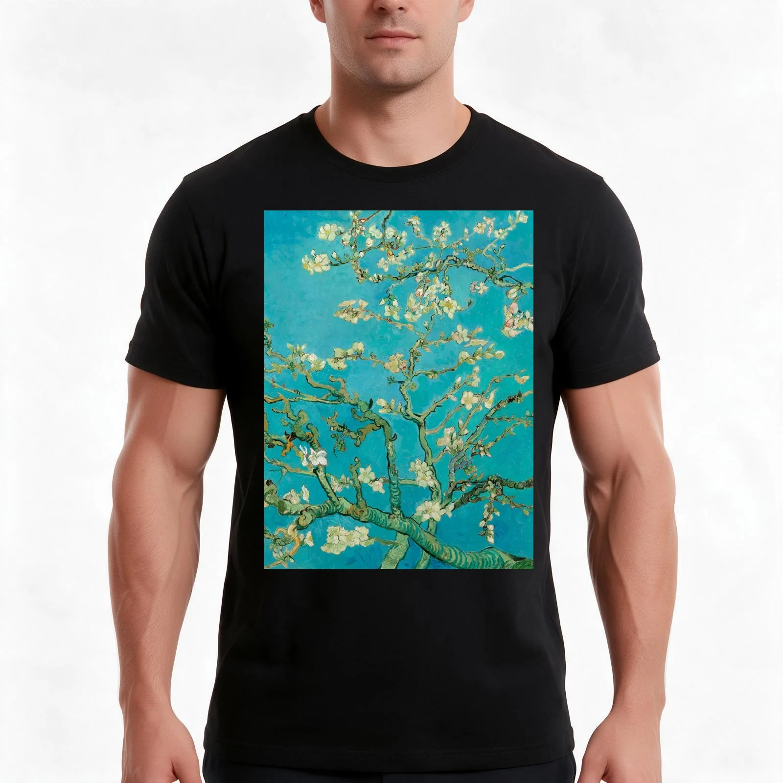 Van Gogh Almond Blossom 1890 T-Shirt Summer Casual Cotton Tee Oversized Streetwear Tops Vintage Graphic Print 100% Cotton