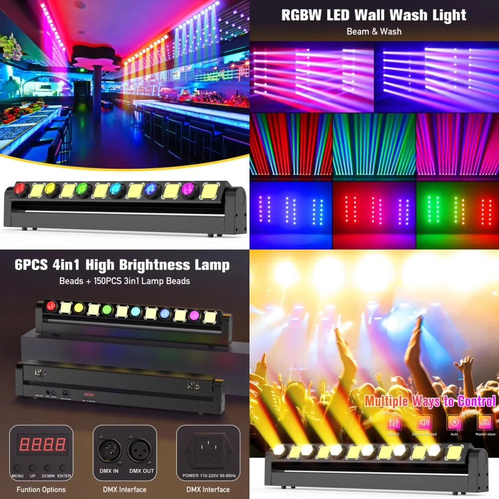 120W RGBW 4 in 1 LED Wall Washer Light for Stage Bar Party DJ Club Theater Wash Lighting Effect Equipment DMX512 Control