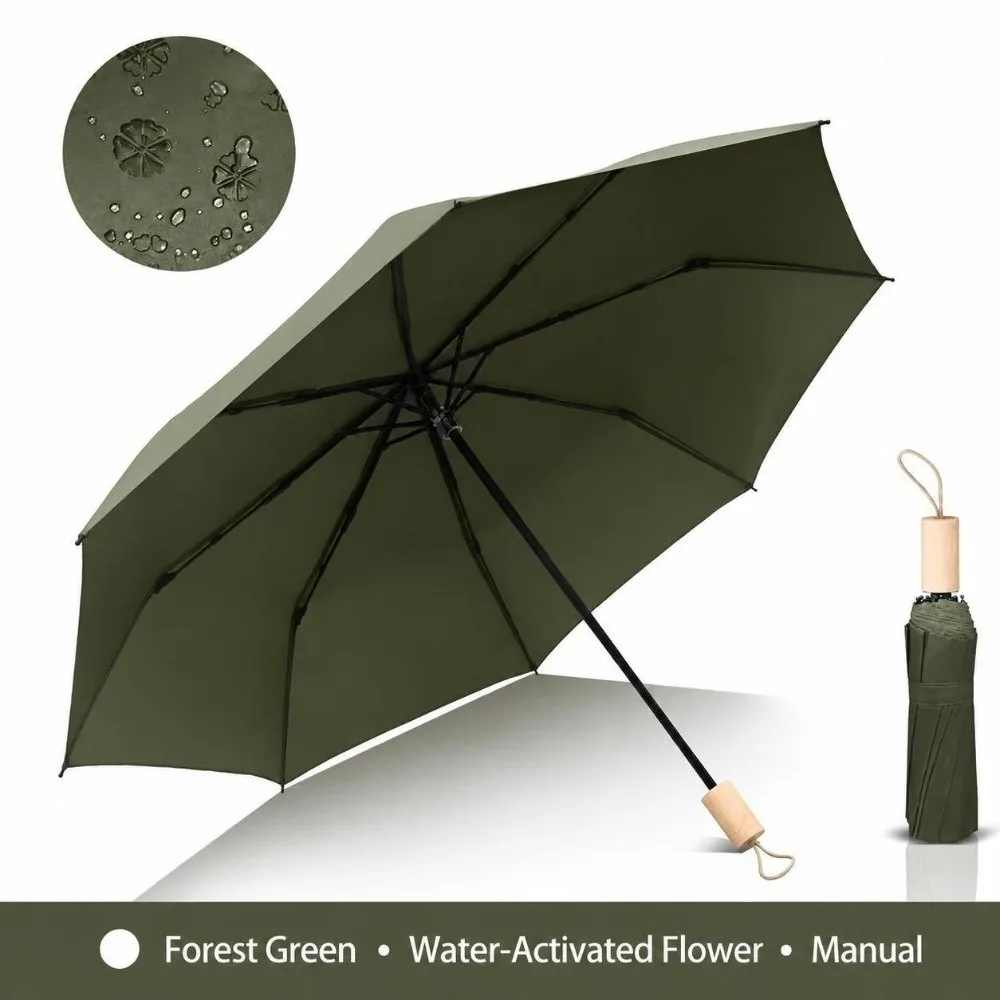 Water Reactive Floral Pattern Folding Umbrella Windproof Thickened Construction Rain Umbrella Portable Compact