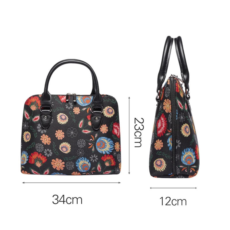 SAJA Tapestry Women Handbag Shoulder bag Crossbody Bag Satchel Bag Messenger Bag for office worker ladies Garden Flower Parttern