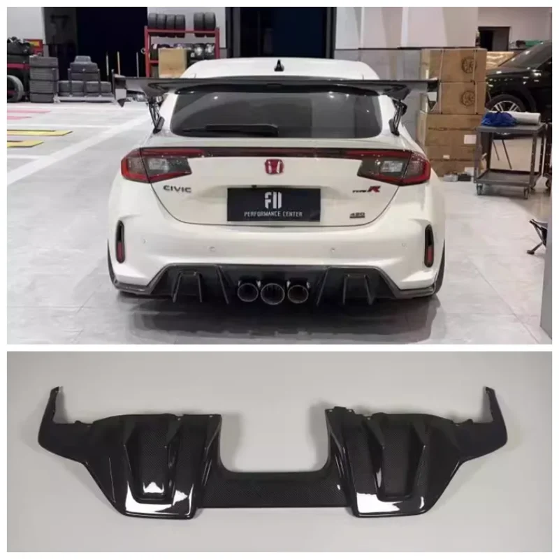 

Для Honda Civic Typer FL5 2022 2023 2024 высококачественный бампер из углеродного волокна задний диффузор спойлер крышка