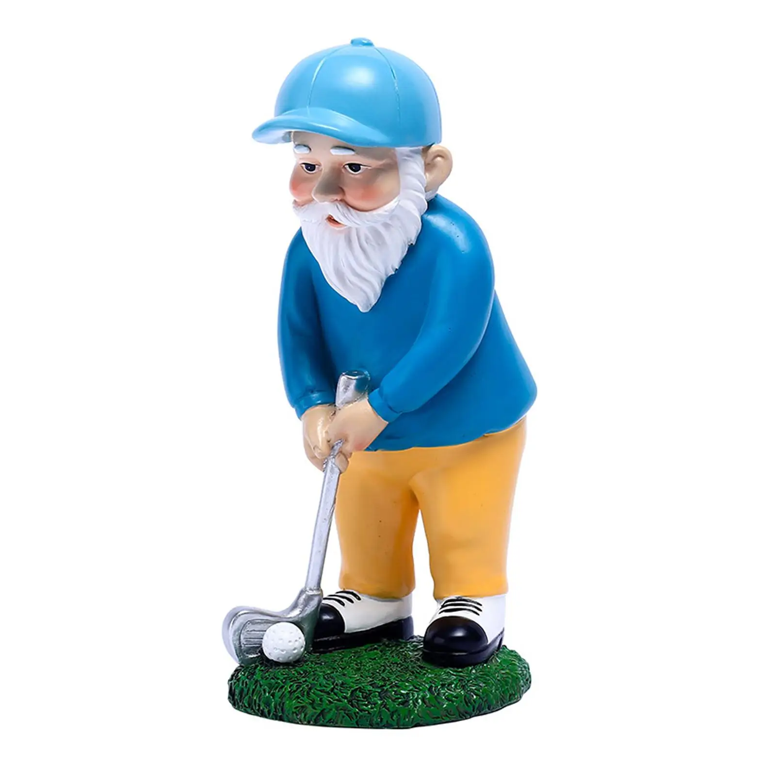 Golfing Garden Statue Dwarf Sculpture Resin Mini Gnome Figurine Golf Playing Figure for Golf Club Shelf Living Room Bookcase