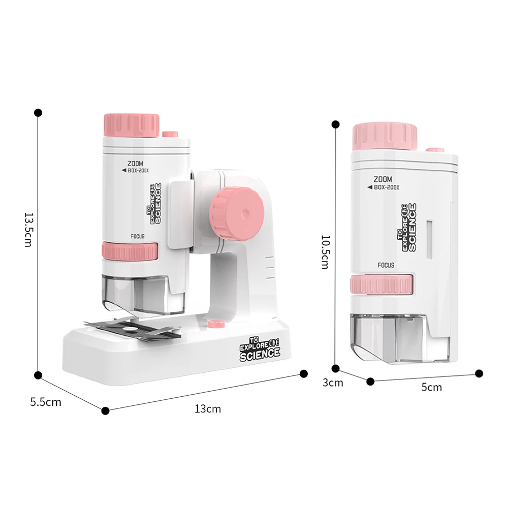 Brinquedo portátil do experimento científico do microscópio das crianças da ampliação 200x
