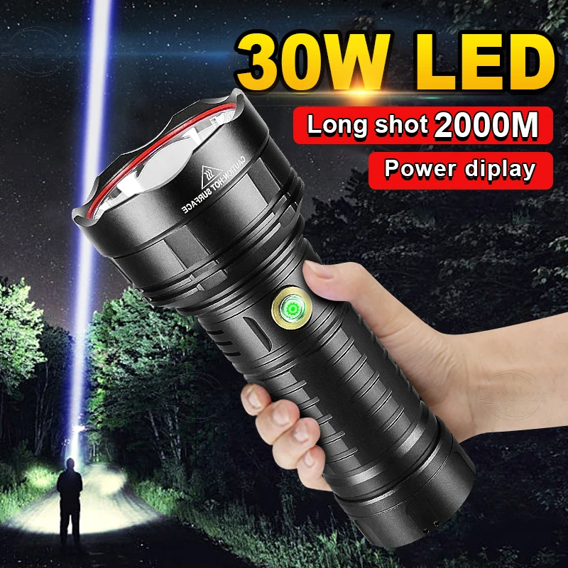 NEW Most Powerful LED Flashlight Rechargeable Torch Light Irradiate 1500M High Power Flashlight 18650 Waterproof Camping Lantern