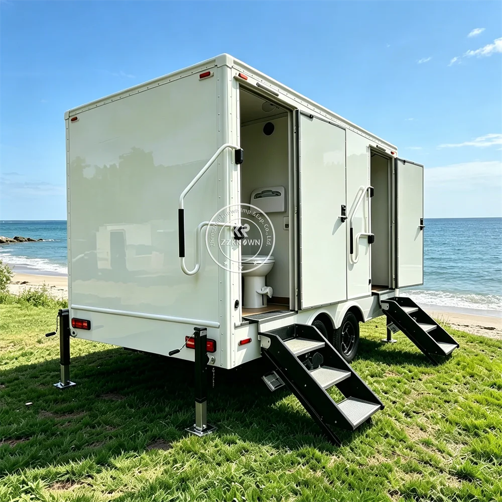 Professional Mobile Restroom Trailer Premium Portable Bathroom Luxury Commercial Factory Direct Toilet Trailer For Weddings
