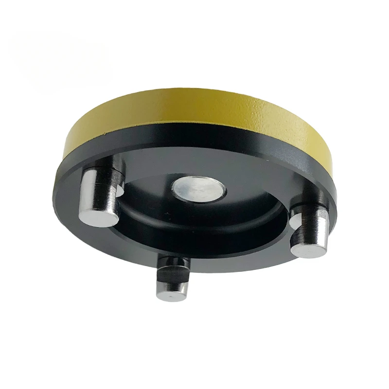 Adaptador de base de tres mandíbulas de tipo fijo, amarillo y negro, de alta calidad, con tornillo giratorio de montaje de 5/8 "x11 para adaptador de topografía de prismas GPS