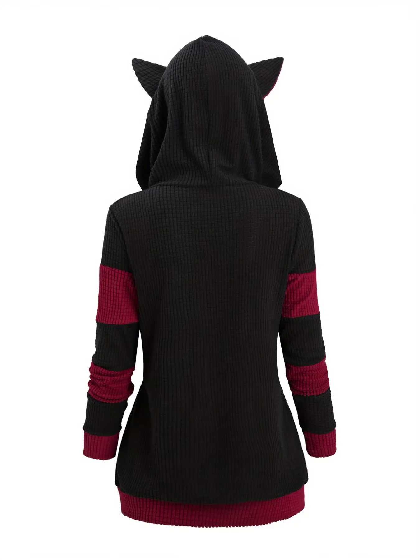 Dicker Kapuzenpullover mit Katzenohren und Reißverschluss, eine beliebte Übergrößen-Damenmode für Herbst und Winter in Europa und Amerika – Detail 2