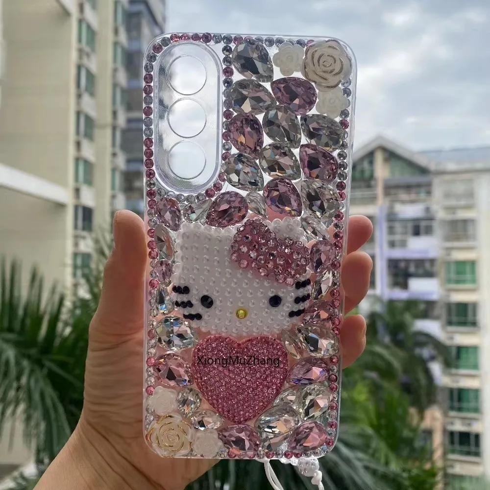 Für One Plus Nord 5 4 3 2 Hülle DIY Bling Diamant Strass Sanrio Hello Kitty Handyhülle für OnePlus Nord CE 5 Ace 6 5Ultra Ace – Detail 2