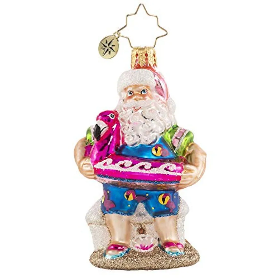 

Hand-Crafted European Glass Christmas Tree Ornament Decoration Out of Office Santa Gem