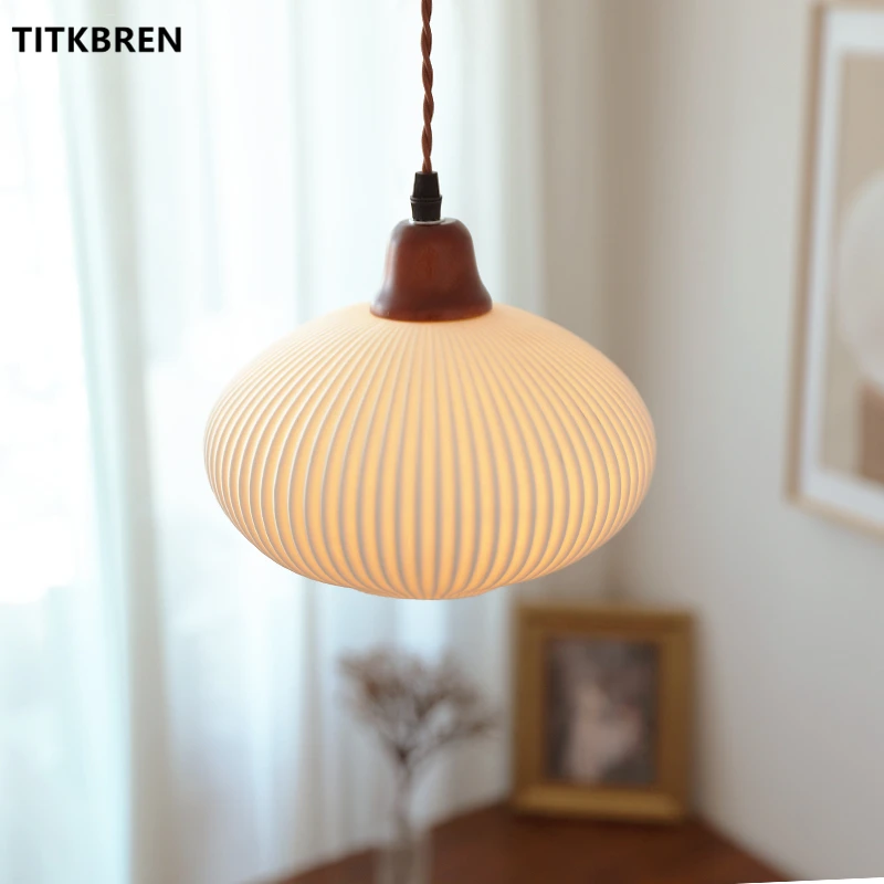 

New Ceramic Lampshade Dining Room Kitchen Suspension Pendant Light Home Lighting Bedside Vintage Fixture