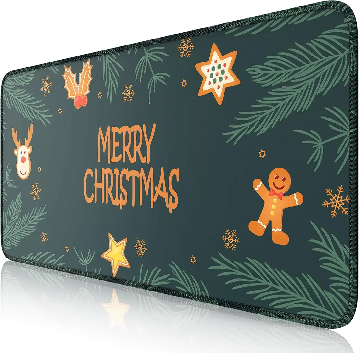

Christmas Mouse Pad Large Desk Mat Desktop Cute Desk Pad Mat Anti-Slip Stitched Edges, Keyboard Pads MouseMat for Computer (Red)